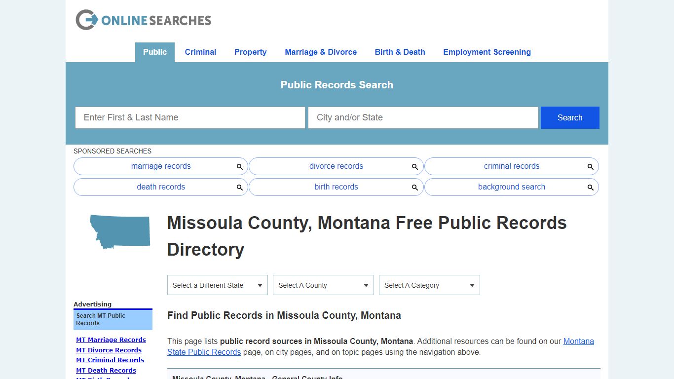 Missoula County, Montana Public Records Directory