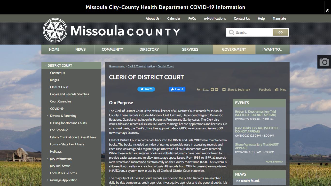 Clerk of District Court | Missoula County, MT