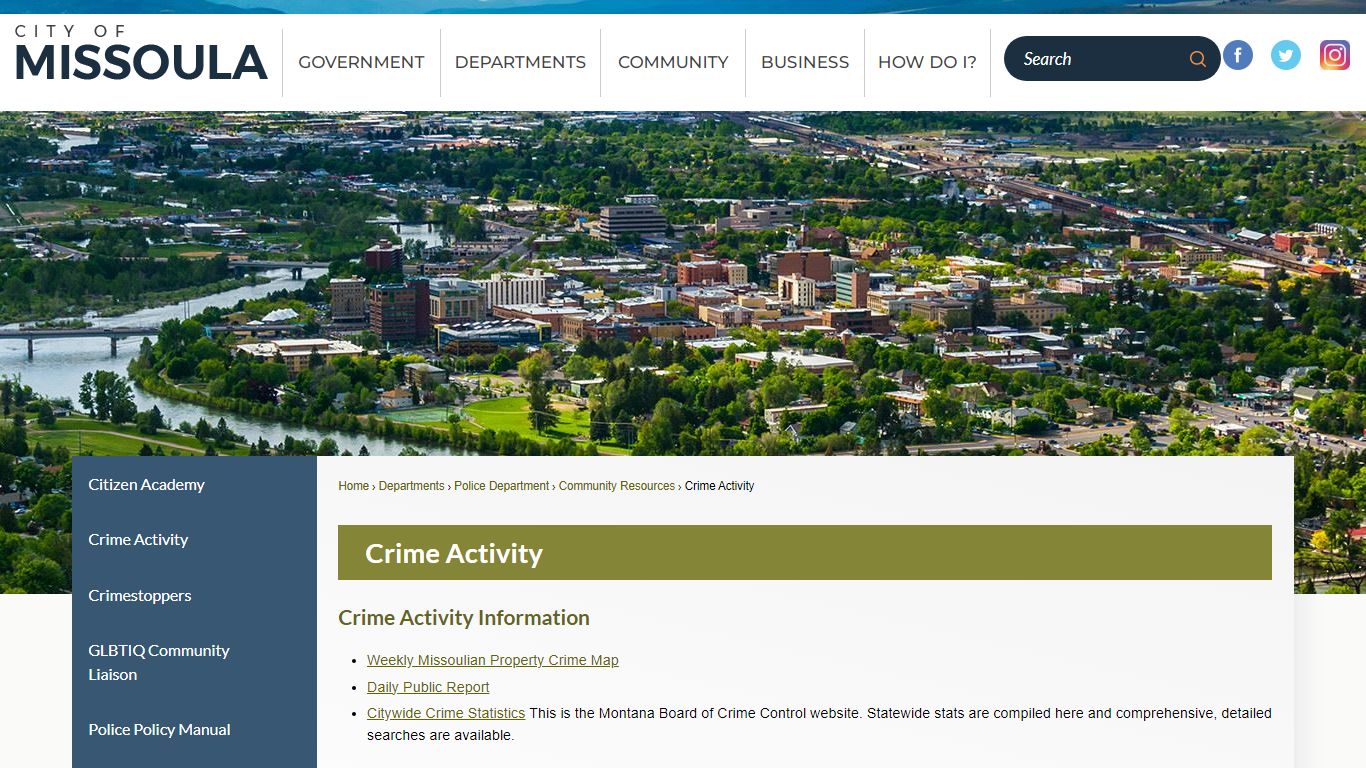 Crime Activity | Missoula, MT - Official Website